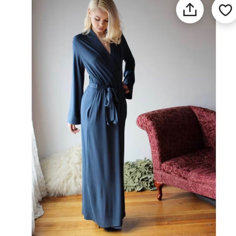 Sandmaiden TALL 60” LONG Bamboo Long Maxi Wrap Robe pockets Burgundy MADE IN USA